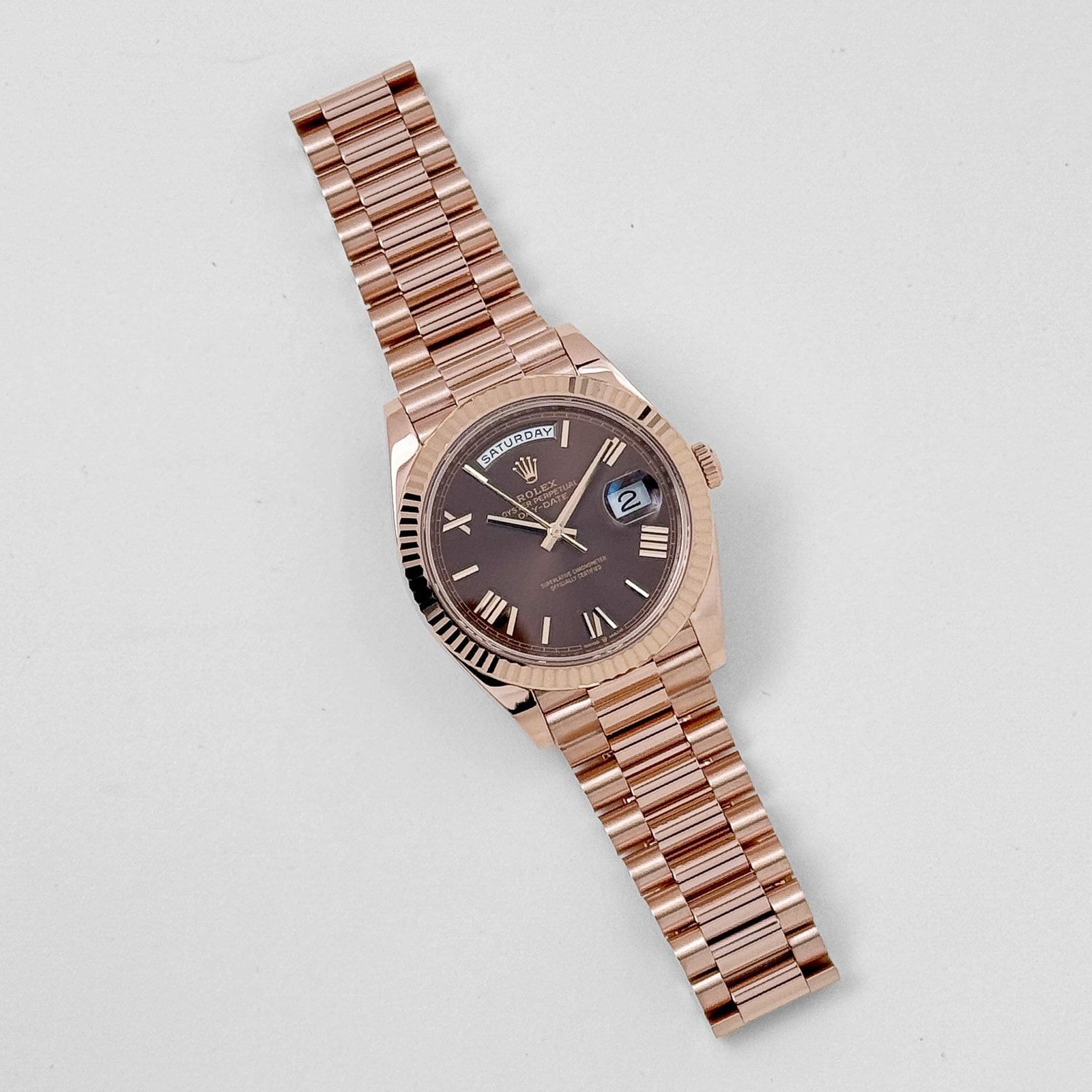 Rolex Day-Date 40 228235 Rose Gold Chocolate Roman Numerals Dial - Image 4