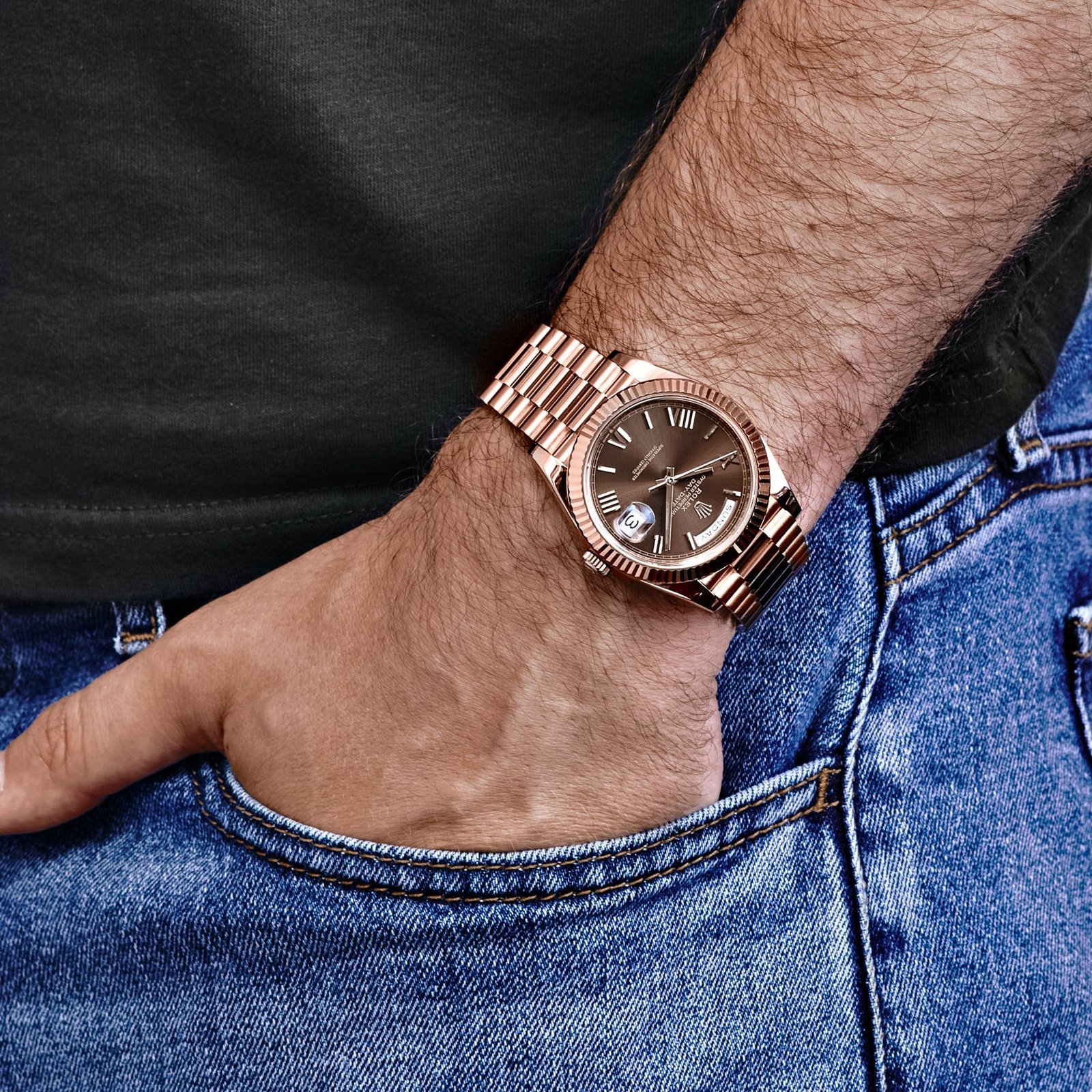 Rolex Day-Date 40 228235 Rose Gold Chocolate Roman Numerals Dial - Image 2
