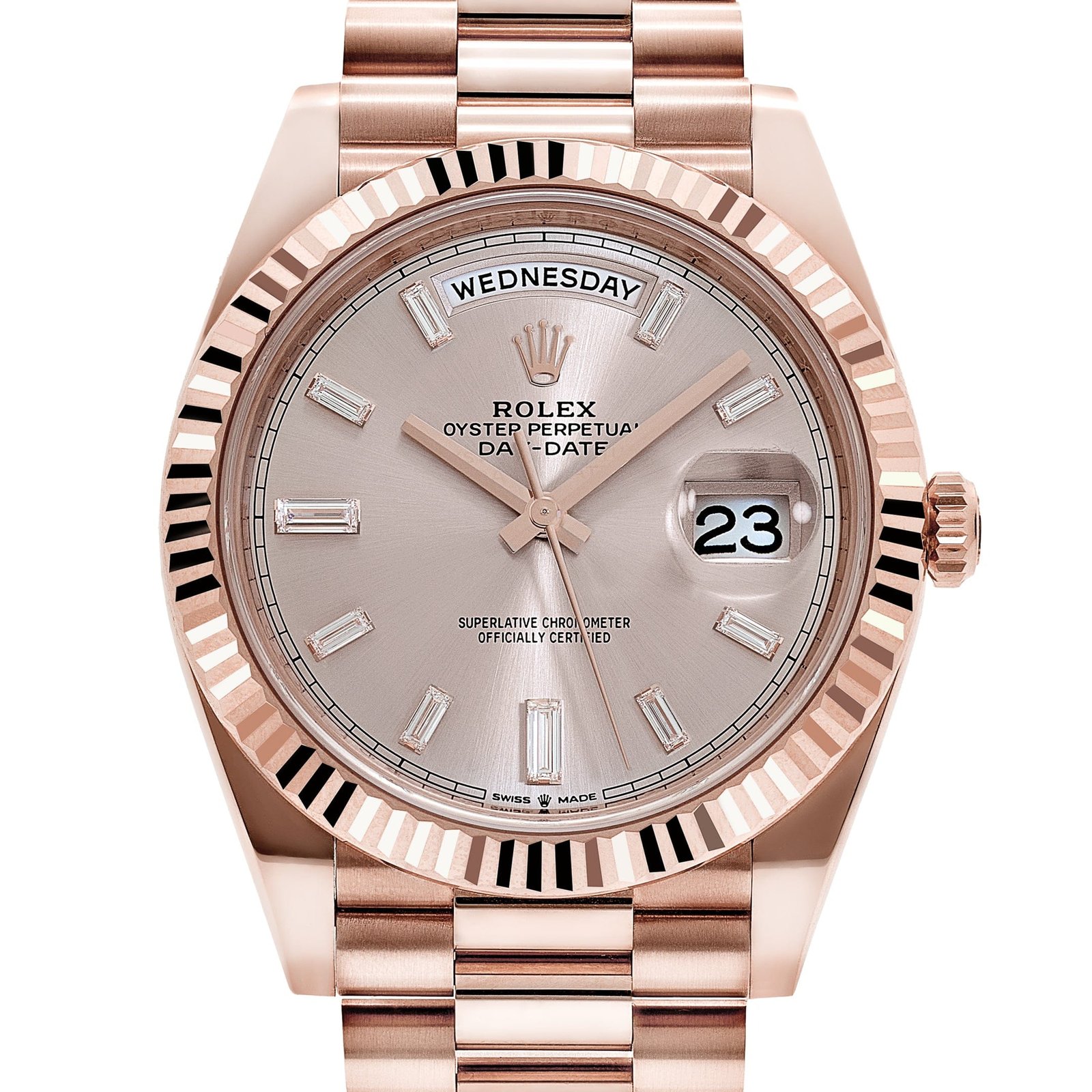 Rolex Day-Date 40 228235 Rose Gold Sundust Diamond Baguette Dial - Image 4