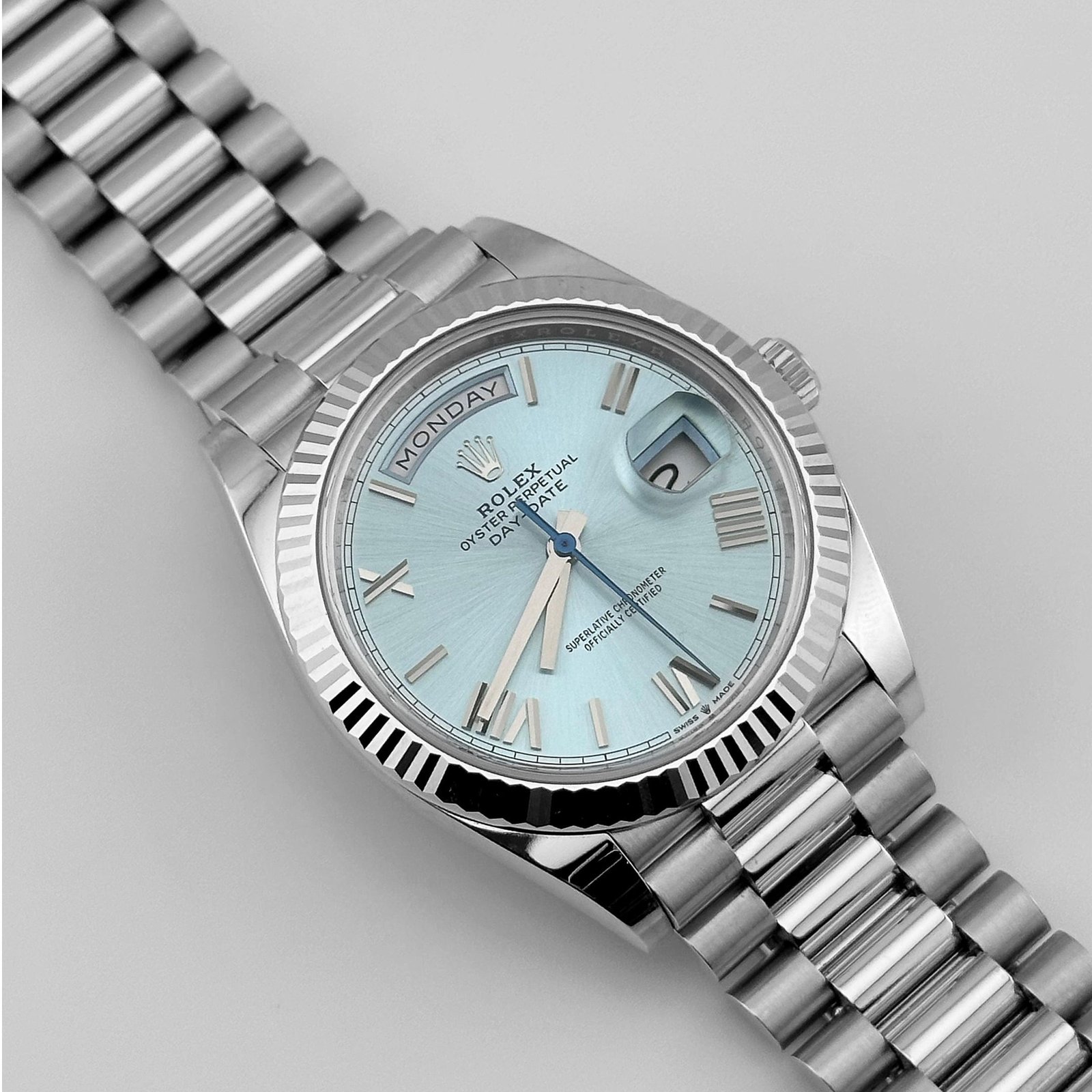 Rolex Day-Date 40 228236 Platinum Ice Blue Roman Numerals Dial (2025) - Image 2