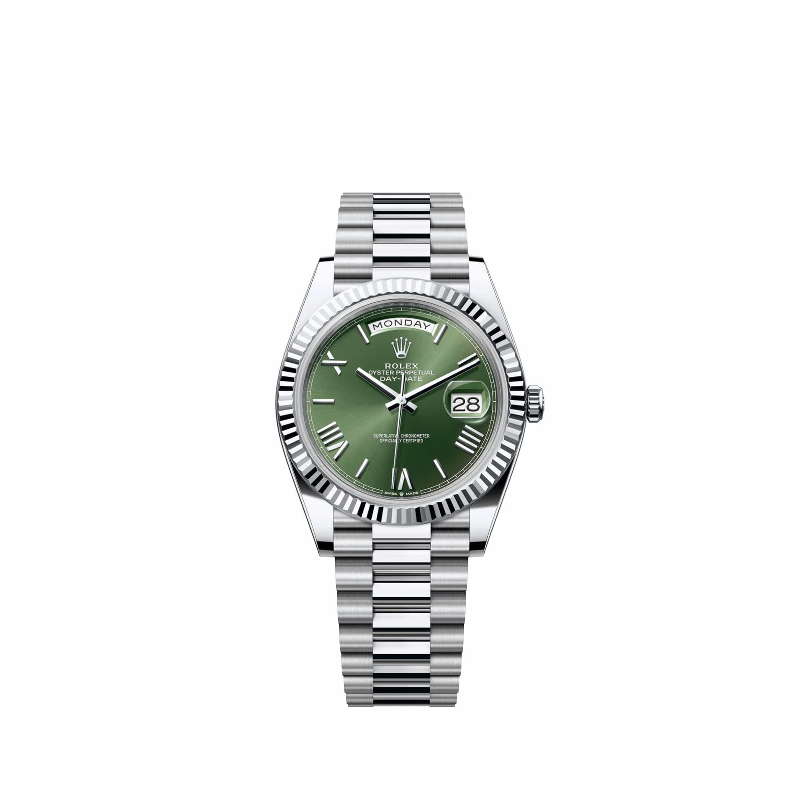 Rolex Day-Date 40 228236 Platinum Olive Green Roman Dial President (2026)