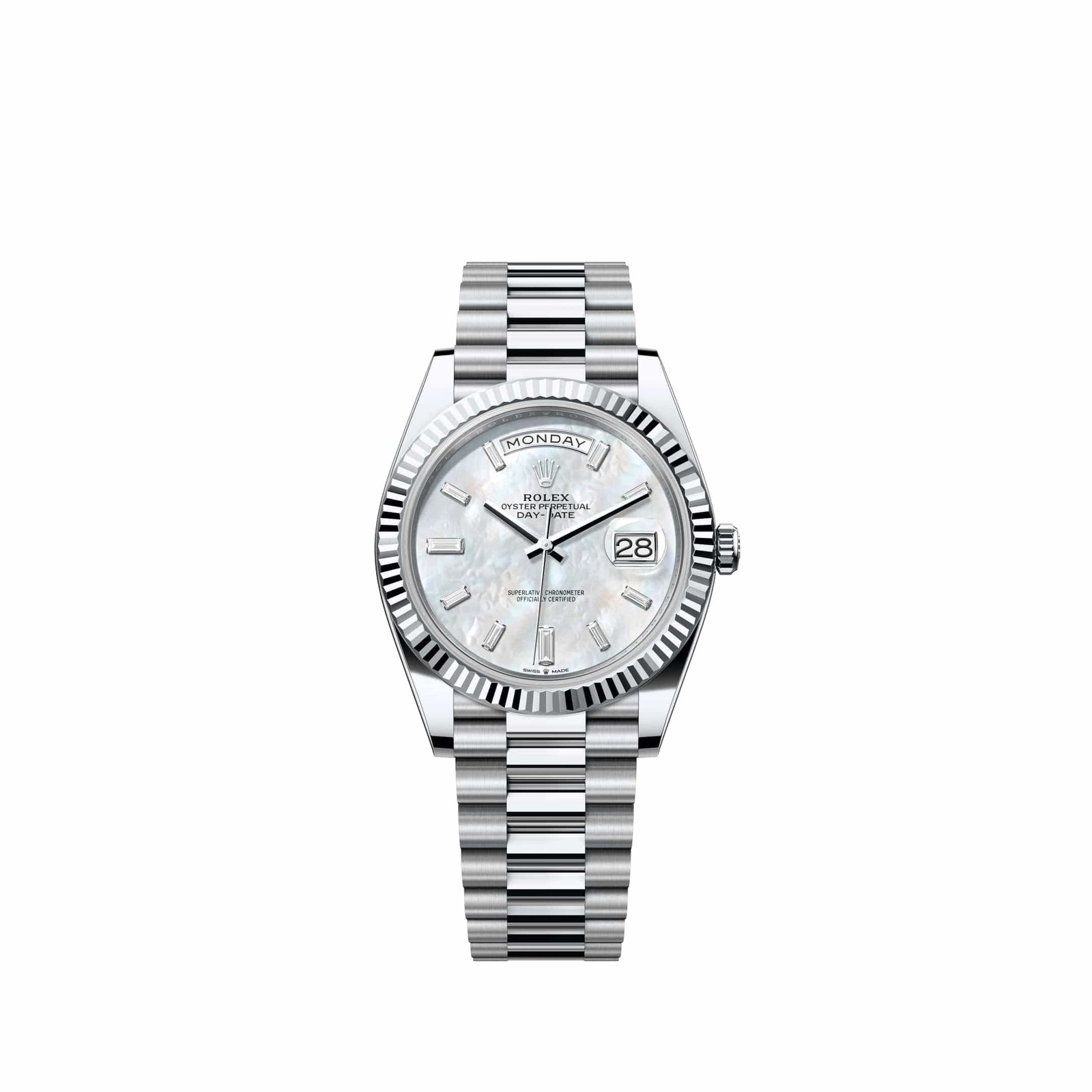 Rolex Day-Date 40 228236 Platinum White Mother of Pearl Diamond Dial President (2026)