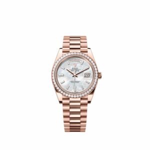 Rolex Day-Date 40 228345RBR Rose Gold White Mother of Pearl Diamond Dial President Diamond Bezel (2026)