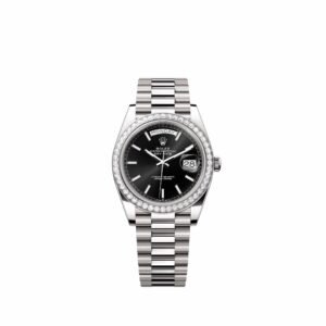 Rolex Day-Date 40 228349RBR White Gold Black Dial President Diamond Bezel (2026)