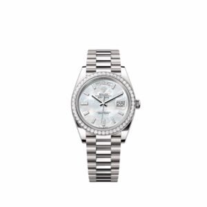 Rolex Day-Date 40 228349RBR White Gold White Mother of Pearl Diamond Dial President Diamond Bezel (2026)