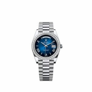 Rolex Day-Date 40 228396TBR Platinum Blue Ombre Roman Dial President Diamond Bezel (2026)
