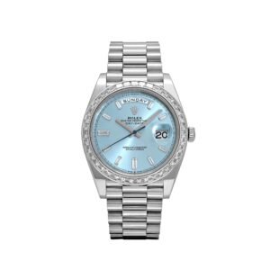Rolex Day-Date 40 228396TBR Platinum Diamond Bezel Ice Blue Diamond Dial (2025)