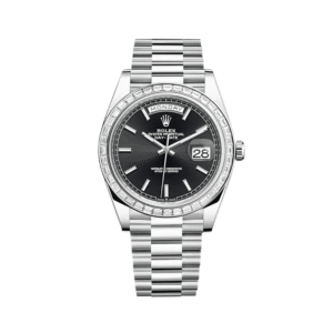 Rolex Day-Date 40 228396TBR Platinum Diamond Bezel Black Dial