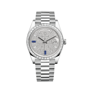 Rolex Day-Date 40 228396TBR Platinum Diamond Sapphire Dial Diamond Bezel President (2024)