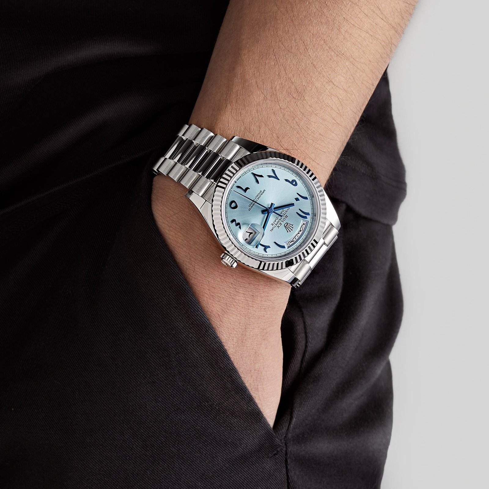 Rolex Day-Date 40 228236 Platinum Ice Blue Arabic Dial - Image 2