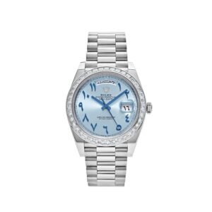 Rolex Day-Date 40 228396TBR Platinum Ice Blue Arabic Dial Diamond Bezel (2017)