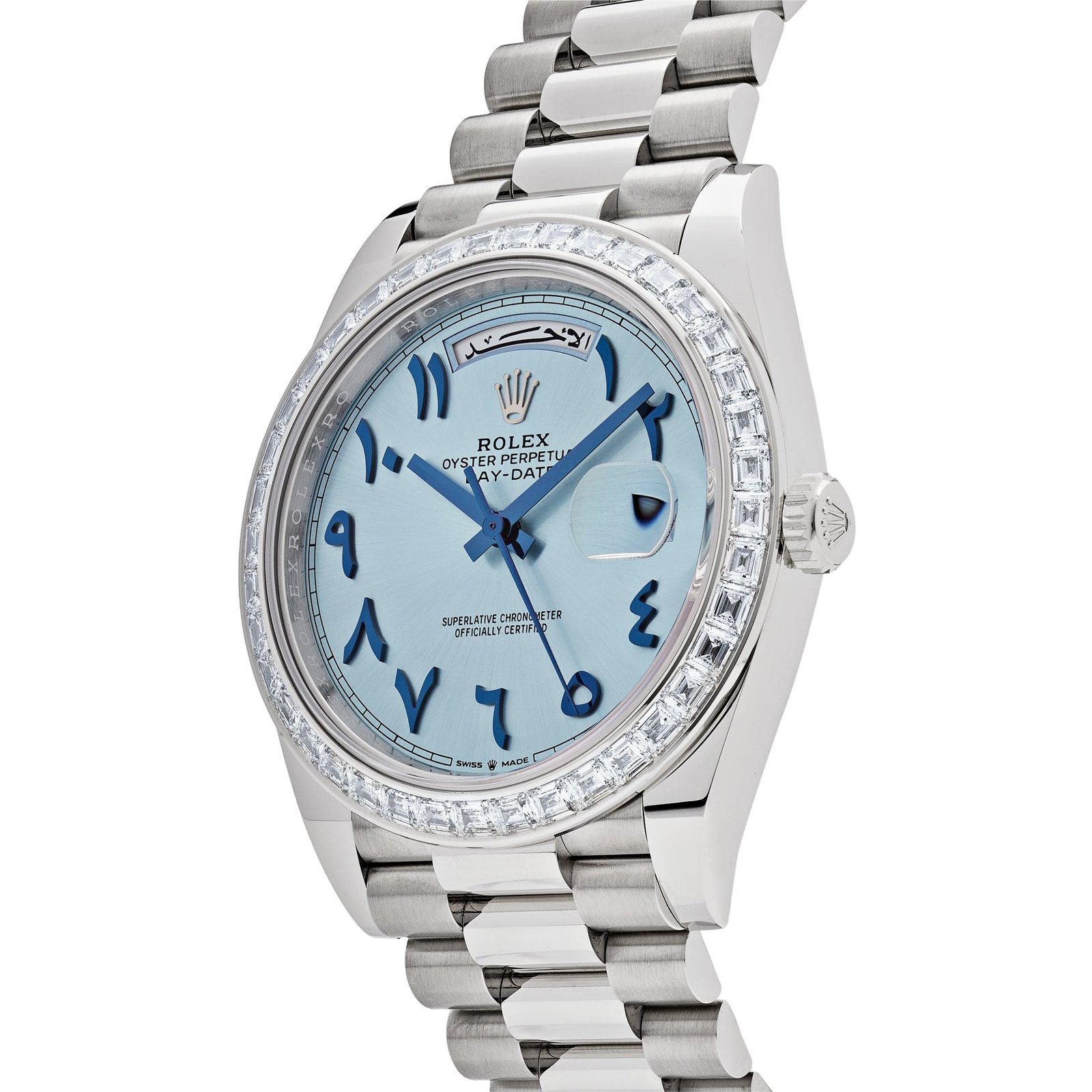 Rolex Day-Date 40 228396TBR Platinum Ice Blue Arabic Dial Diamond Bezel (2017) - Image 3