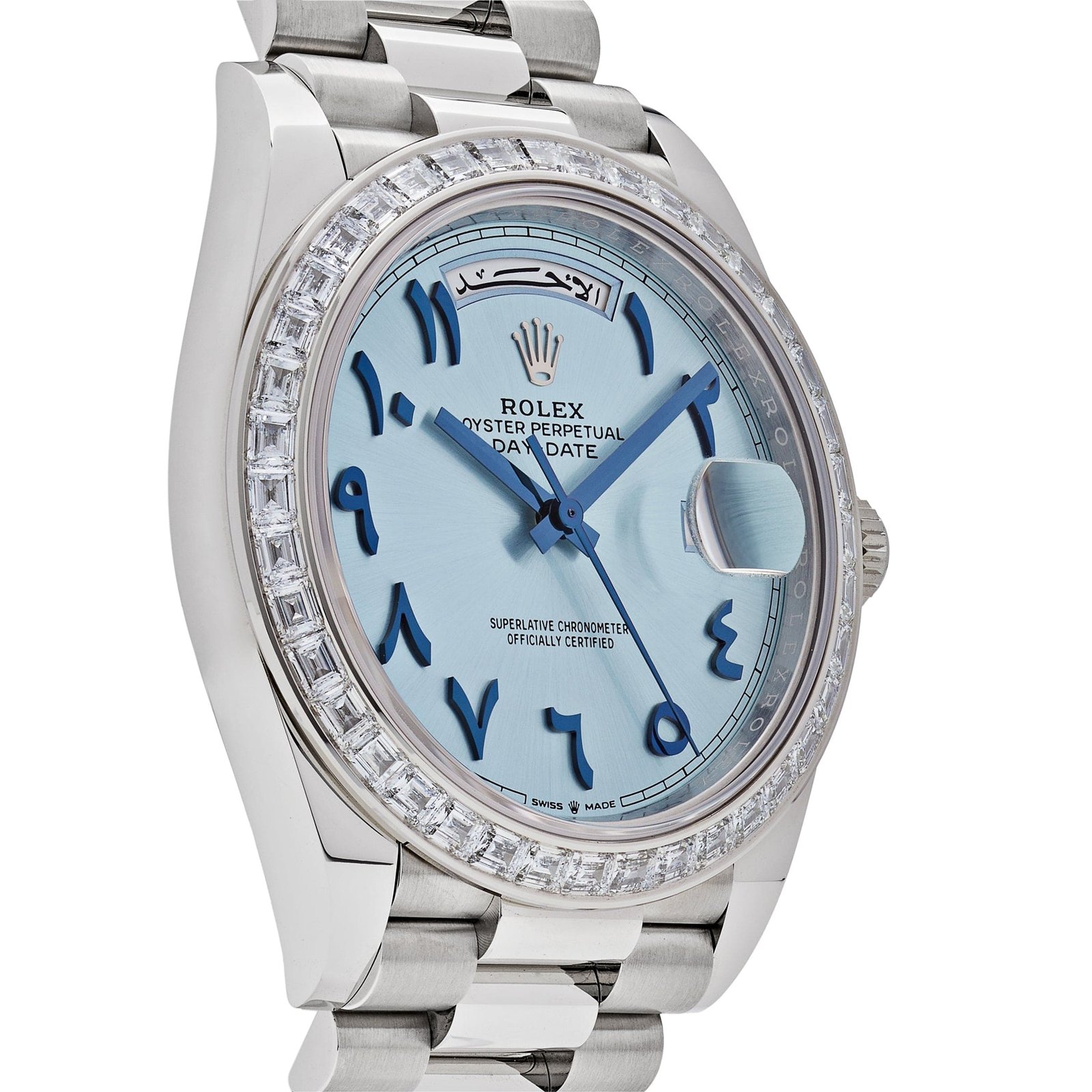 Rolex Day-Date 40 228396TBR Platinum Ice Blue Arabic Dial Diamond Bezel (2017) - Image 4