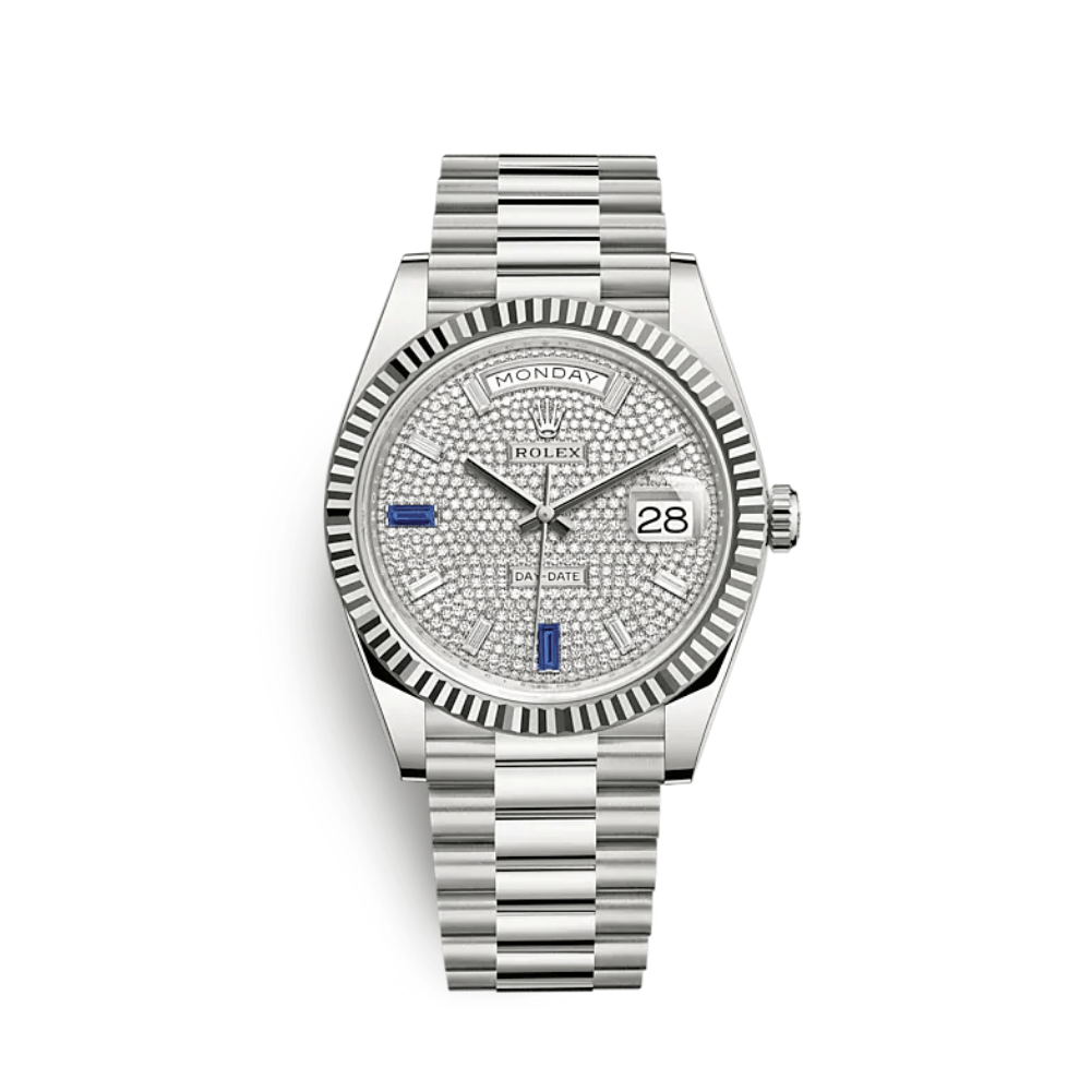 Rolex Day-Date 40 228239 White Gold Diamond Sapphire Dial President