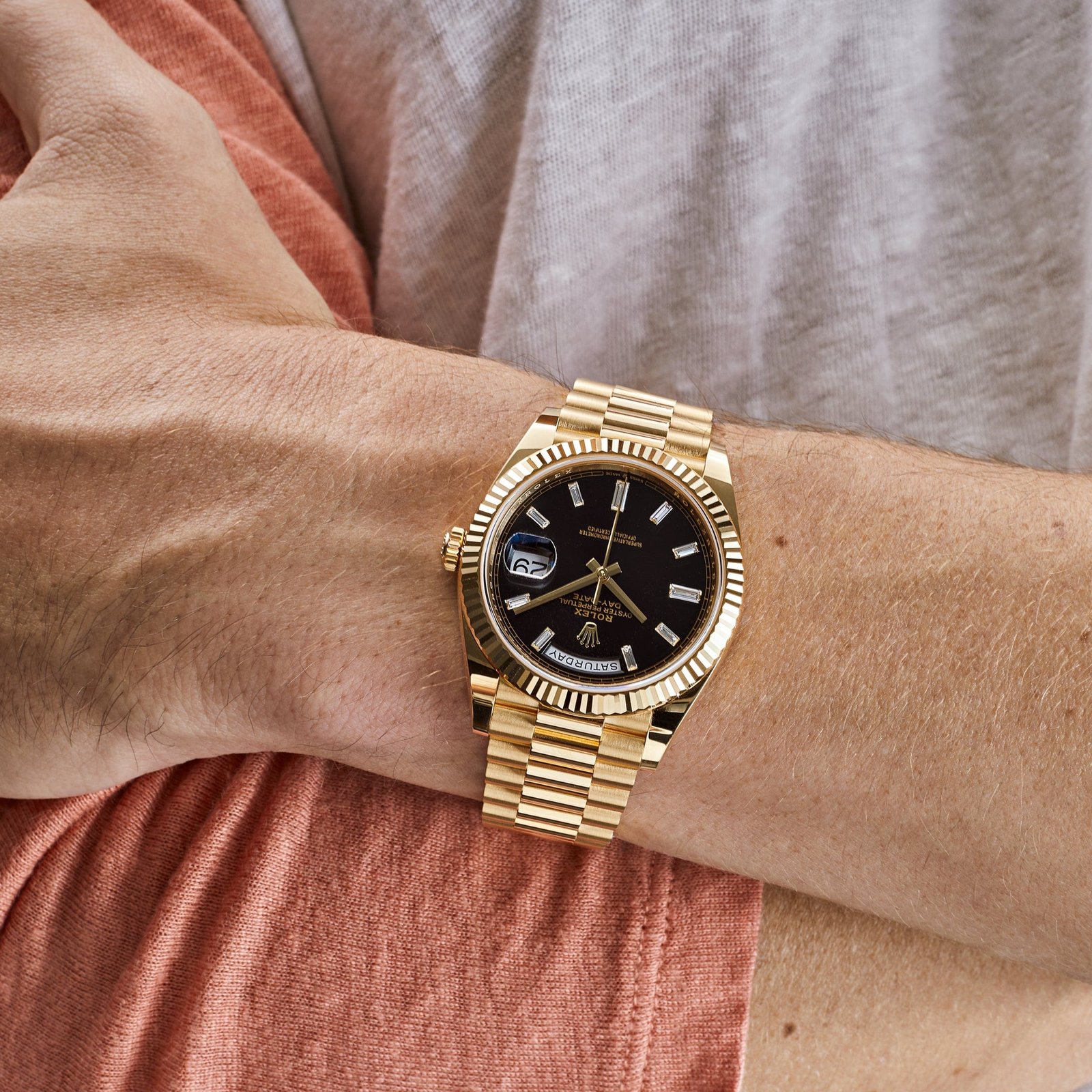 Rolex Day-Date 40 228238 Yellow Gold Black Baguette Diamond Dial (2025) - Image 2