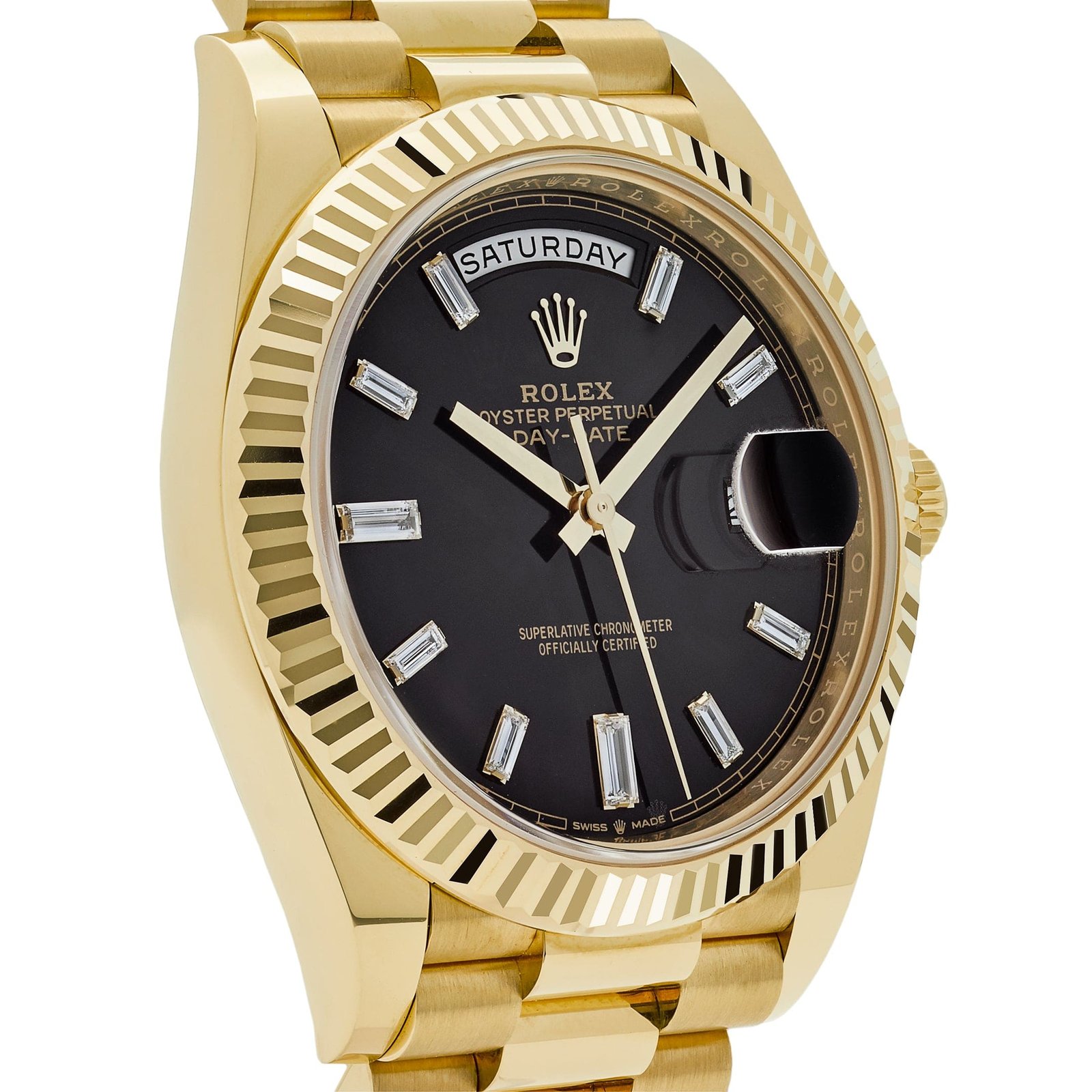 Rolex Day-Date 40 228238 Yellow Gold Black Baguette Diamond Dial (2025) - Image 4