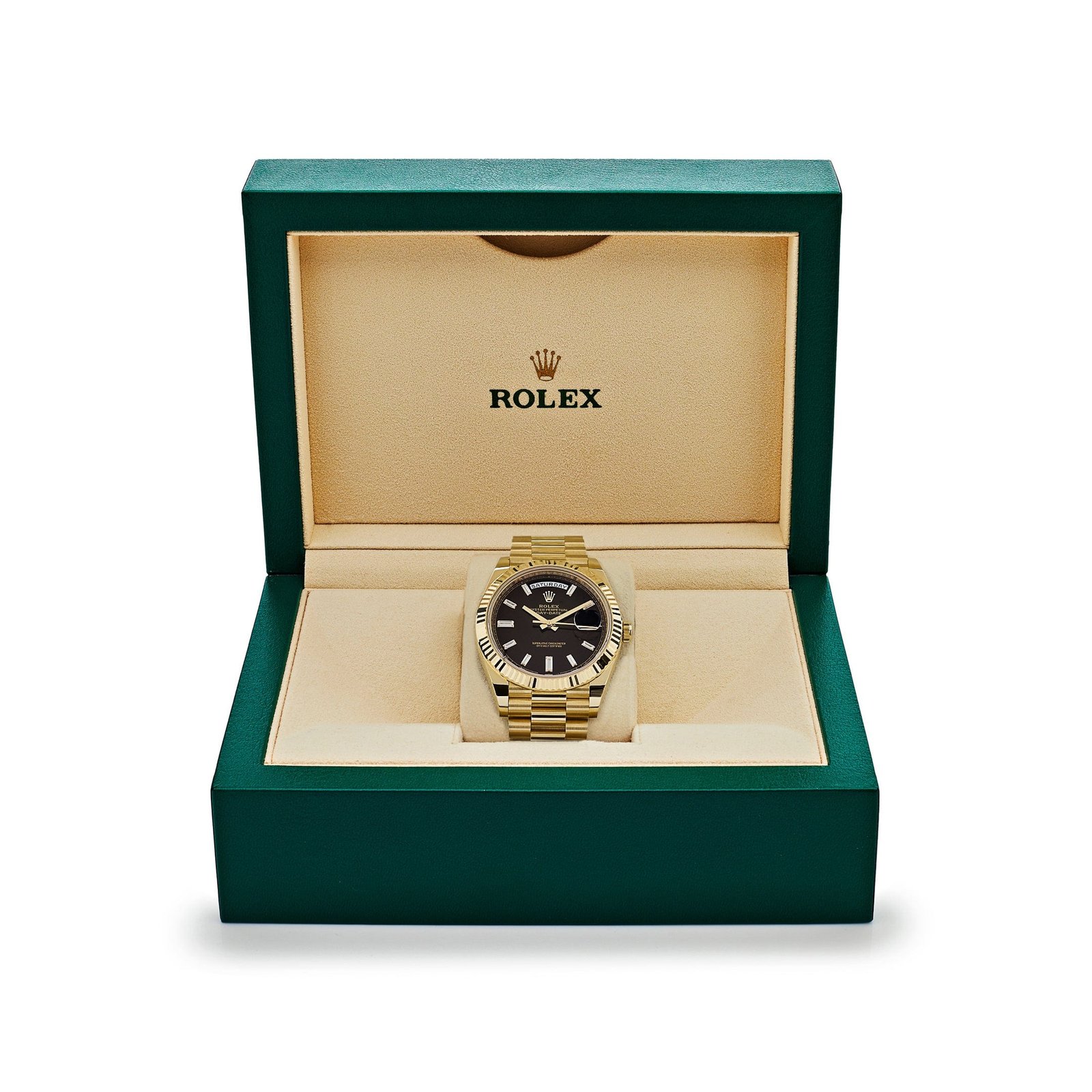 Rolex Day-Date 40 228238 Yellow Gold Black Baguette Diamond Dial (2022) - Image 7