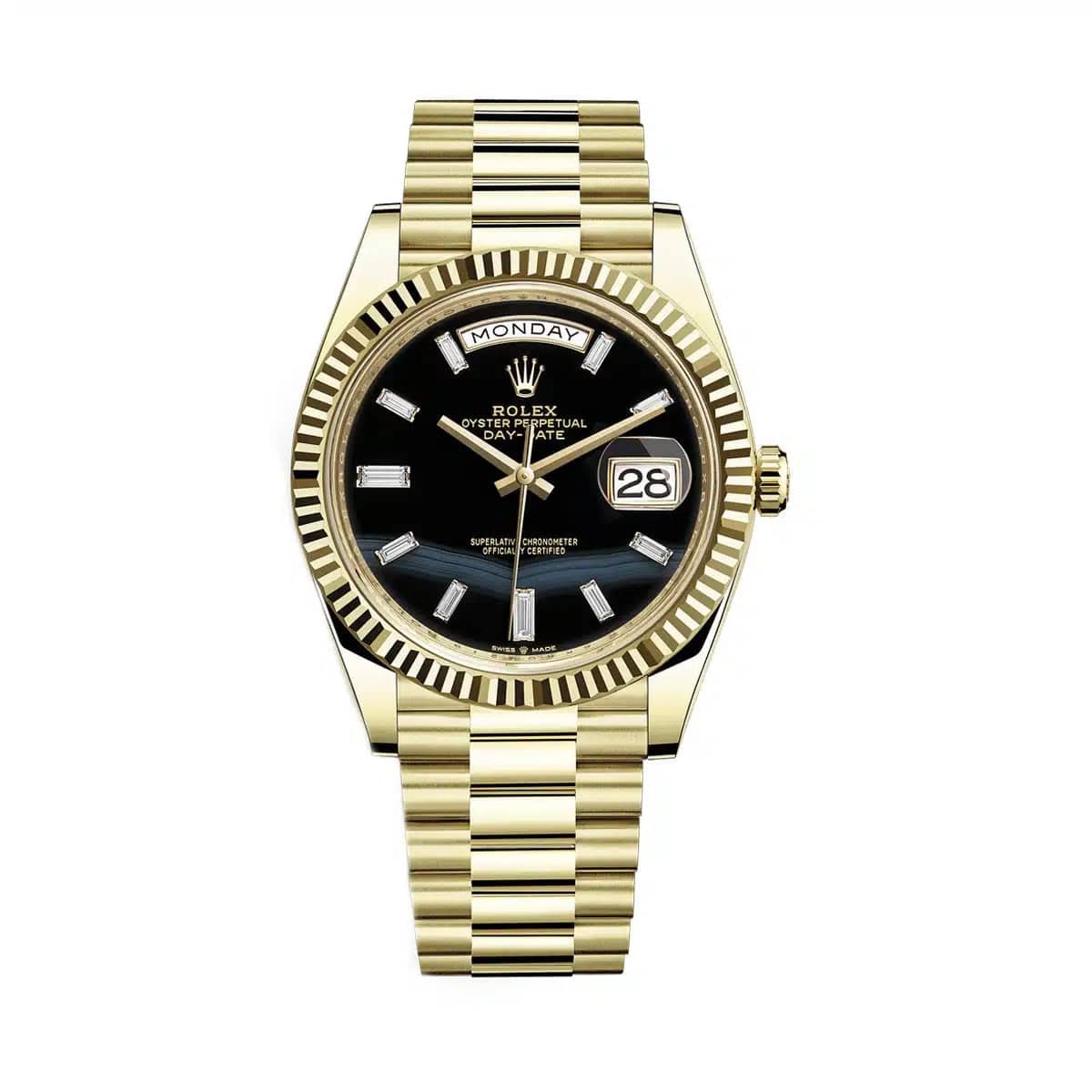 Rolex Day-Date 40 228238 Yellow Gold Onyx Diamond Dial President (2025)