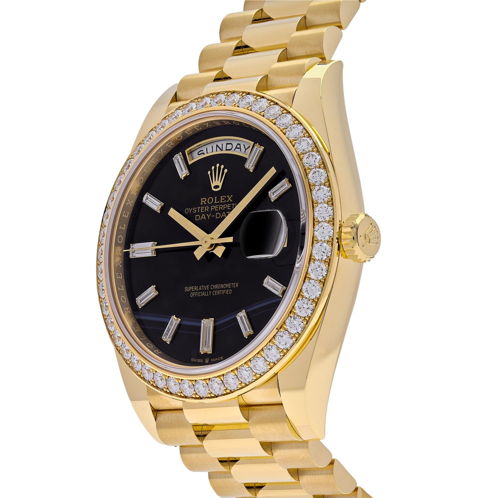 Rolex Day-Date 40 228348RBR Yellow Gold Onyx Diamond Dial Diamond Bezel President (2025) - Image 3