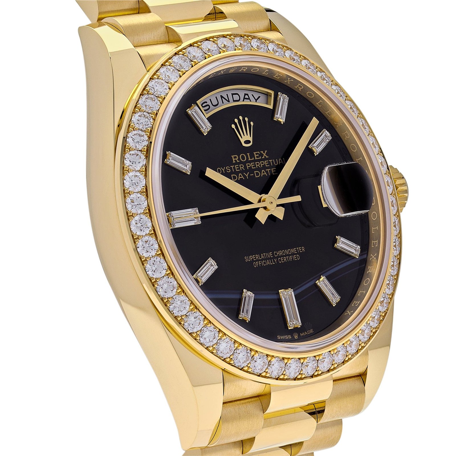Rolex Day-Date 40 228348RBR Yellow Gold Onyx Diamond Dial Diamond Bezel President (2025) - Image 4