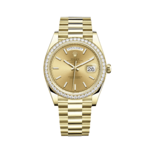Rolex Day-Date 40 228348RBR Yellow Gold Diamond Bezel Champagne Dial
