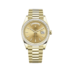 Rolex Day-Date 40 228398TBR Yellow Gold Diamond-Paved Bezel Champagne Dial