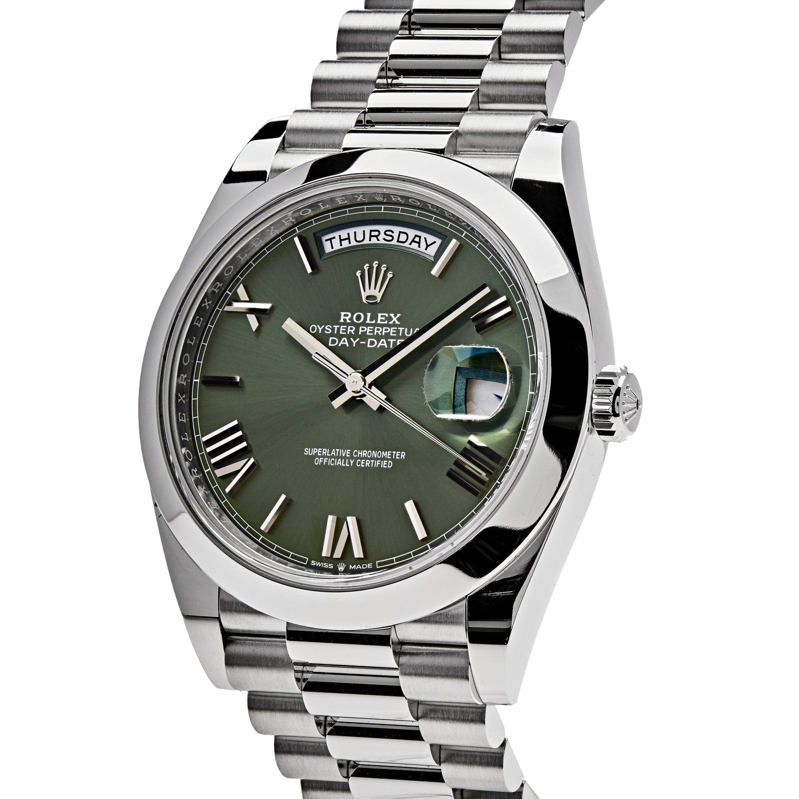 Rolex Day-Date 40 228206 Platinum President Olive Green Dial - Image 2