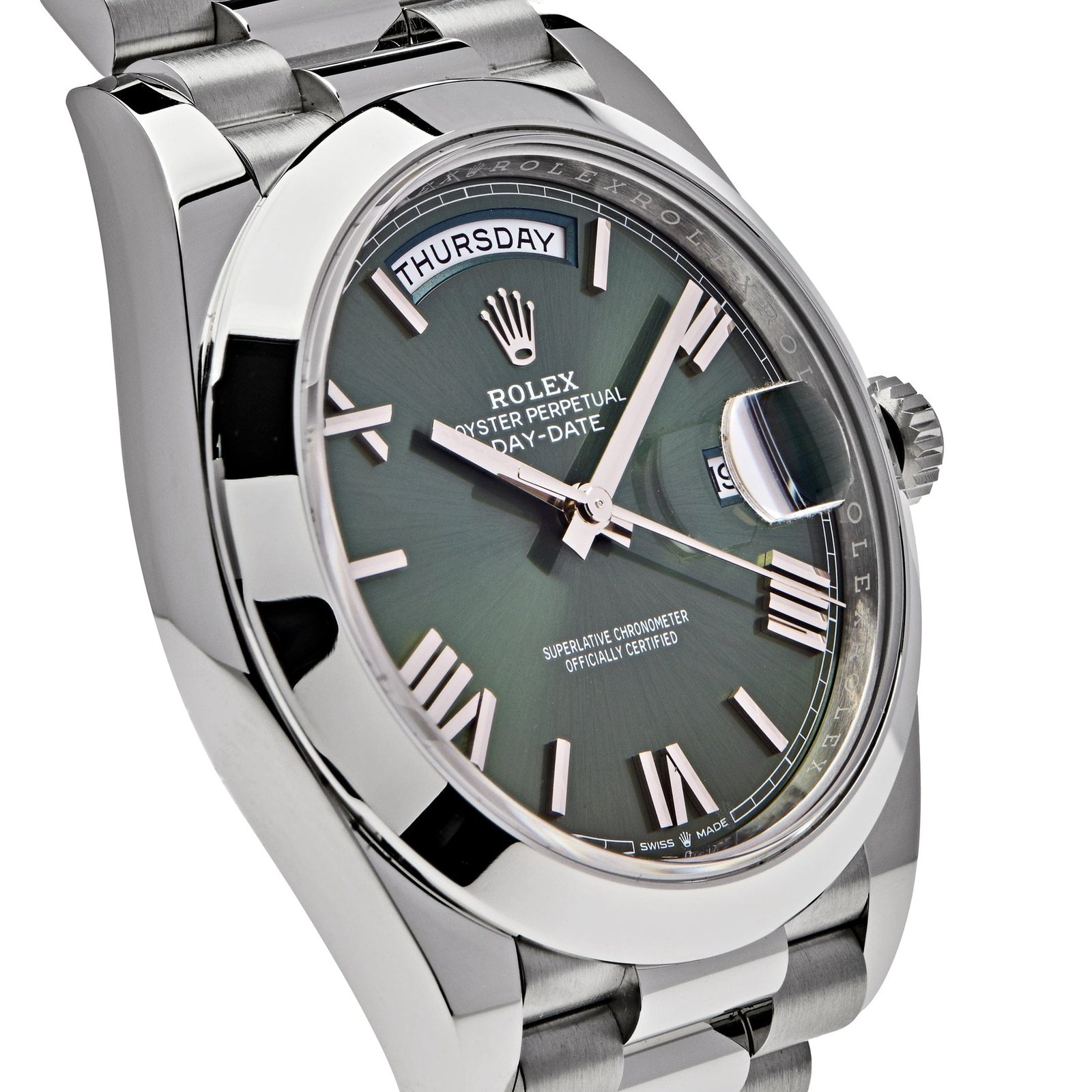 Rolex Day-Date 40 228206 Platinum President Olive Green Dial - Image 3