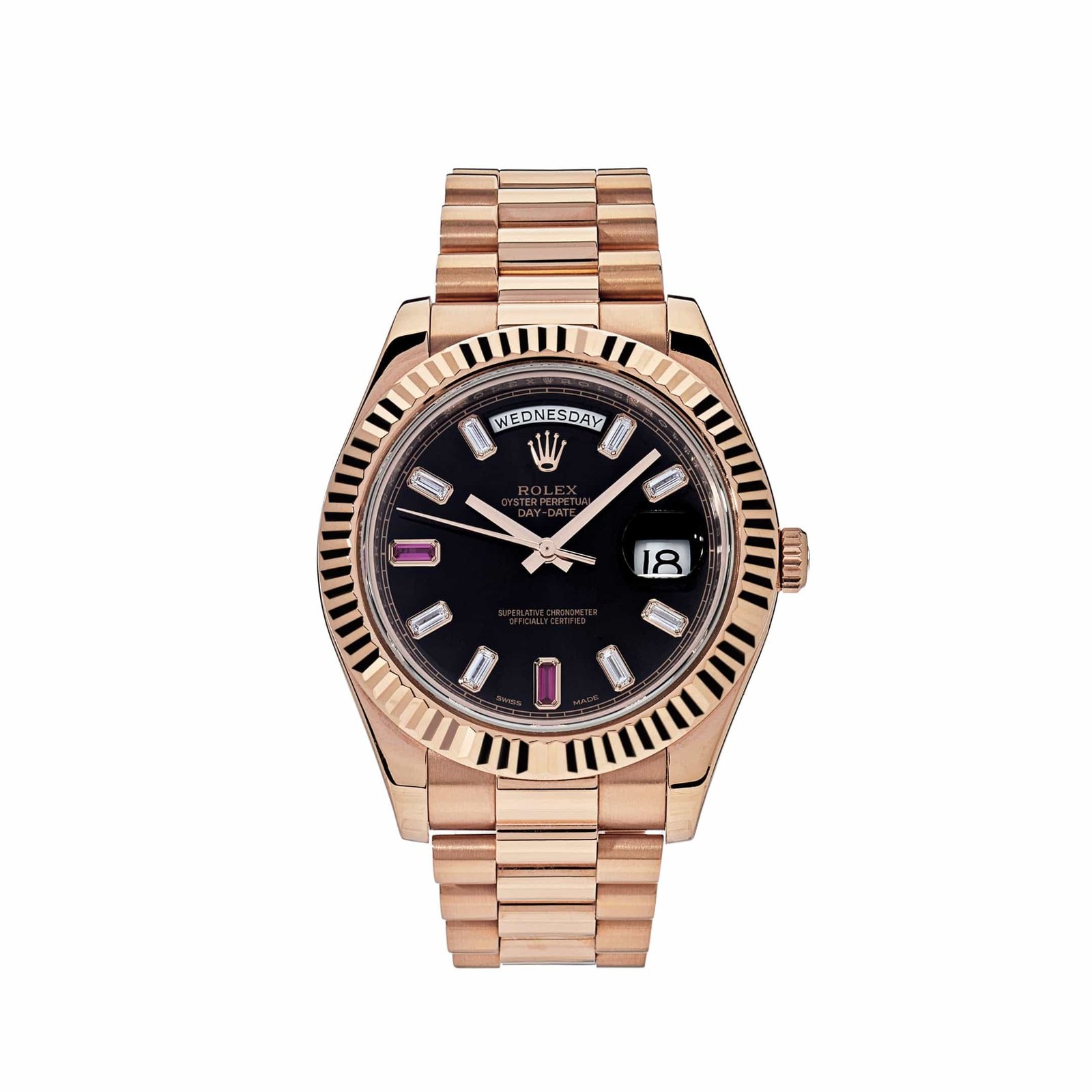 Rolex Day-Date 41 218235 Rose Gold Black Ruby Dial