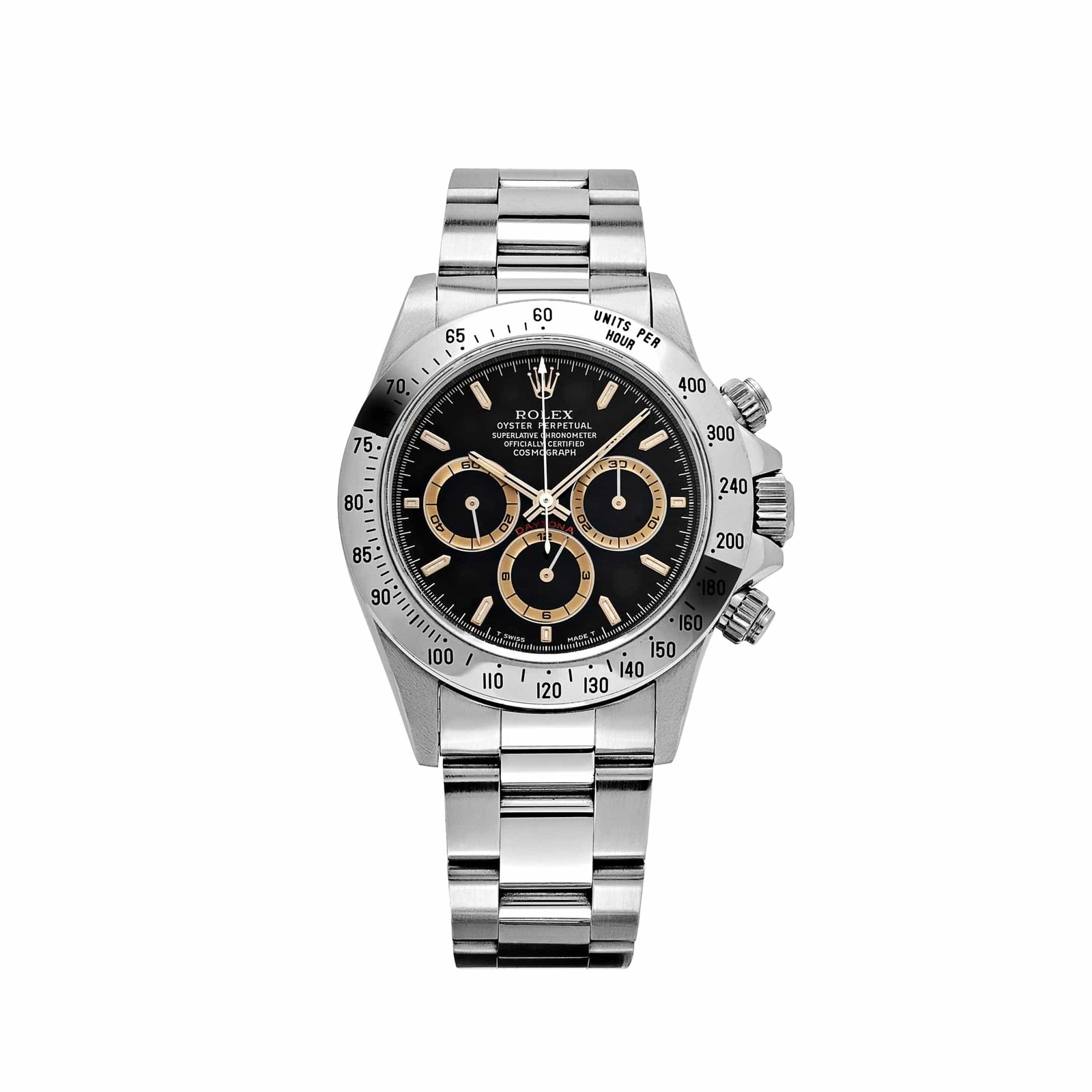 Rolex Daytona 16520 Stainless Steel Black Patrizzi Dial Zenith