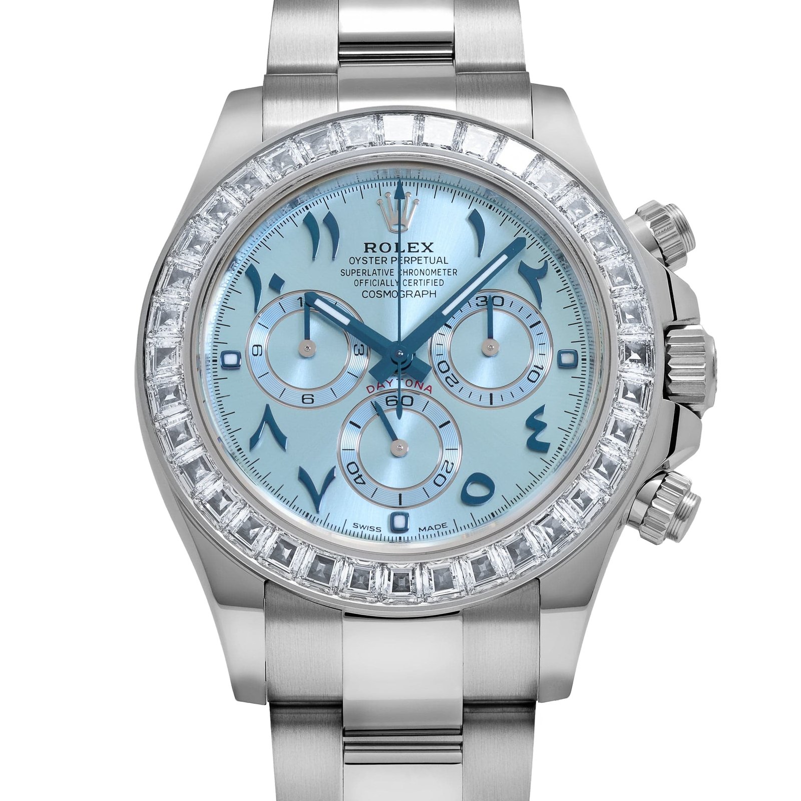 Rolex Daytona 126576TBR Platinum Ice Blue Arabic Dial Diamond Baguette Bezel (2026) - Image 4