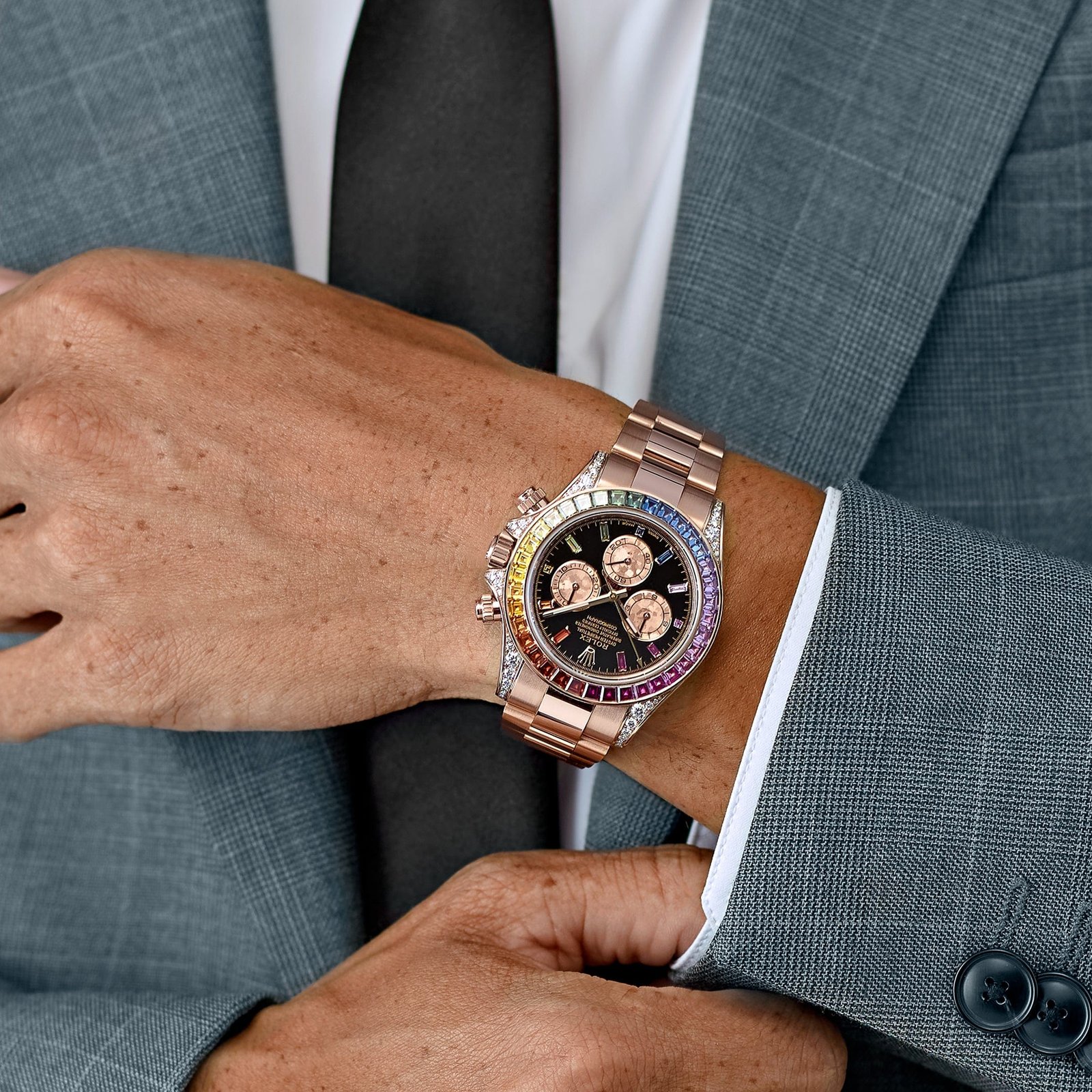 Rolex Daytona 116595RBOW 'Rainbow' Rose Gold Black Dial Sapphire Bezel - Image 3