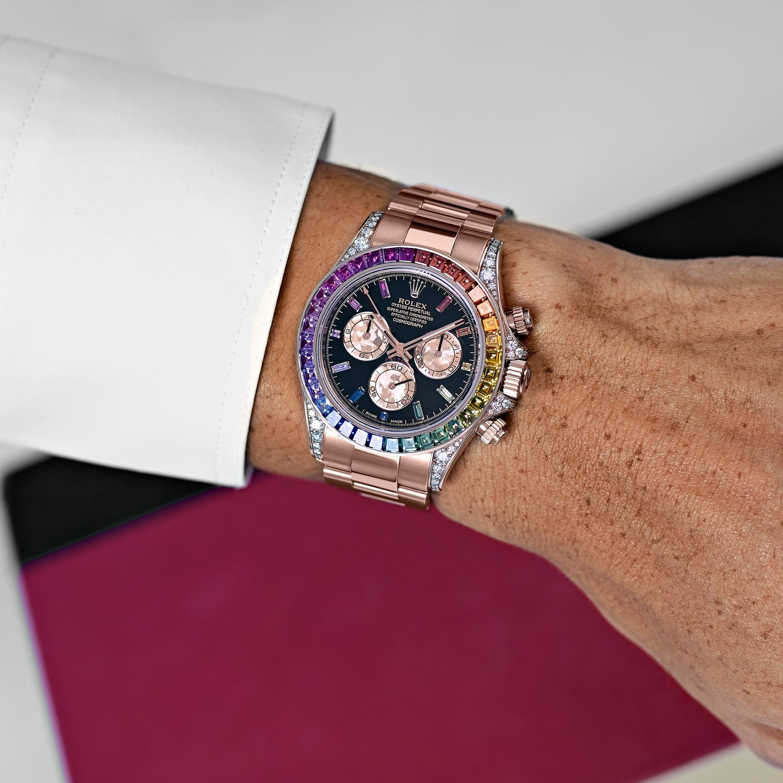 Rolex Daytona 116595RBOW 'Rainbow' Rose Gold Black Dial Sapphire Bezel - Image 2
