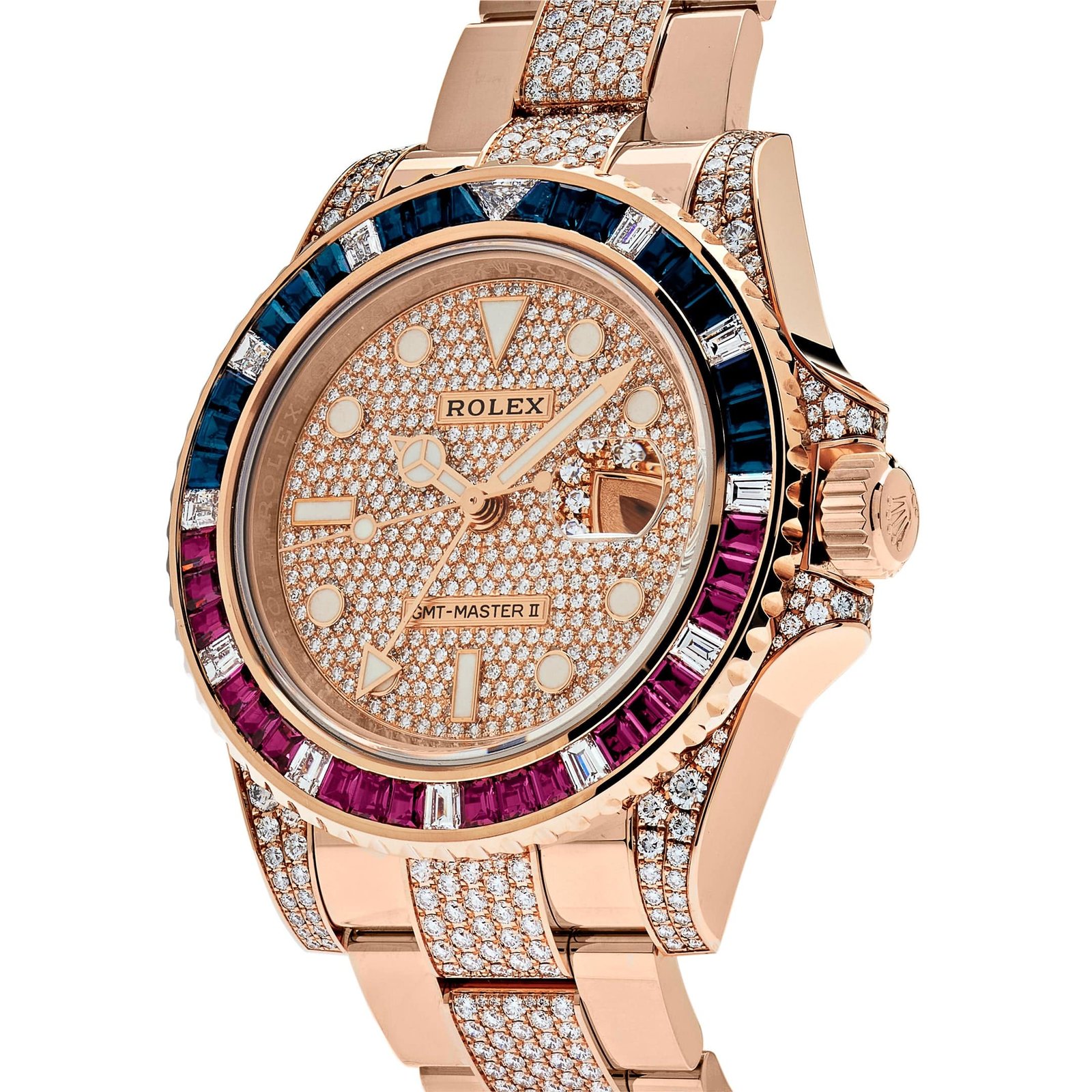 Rolex GMT-Master II 126755SARU Rose Gold Sapphire and Ruby Diamond Pave - Image 2