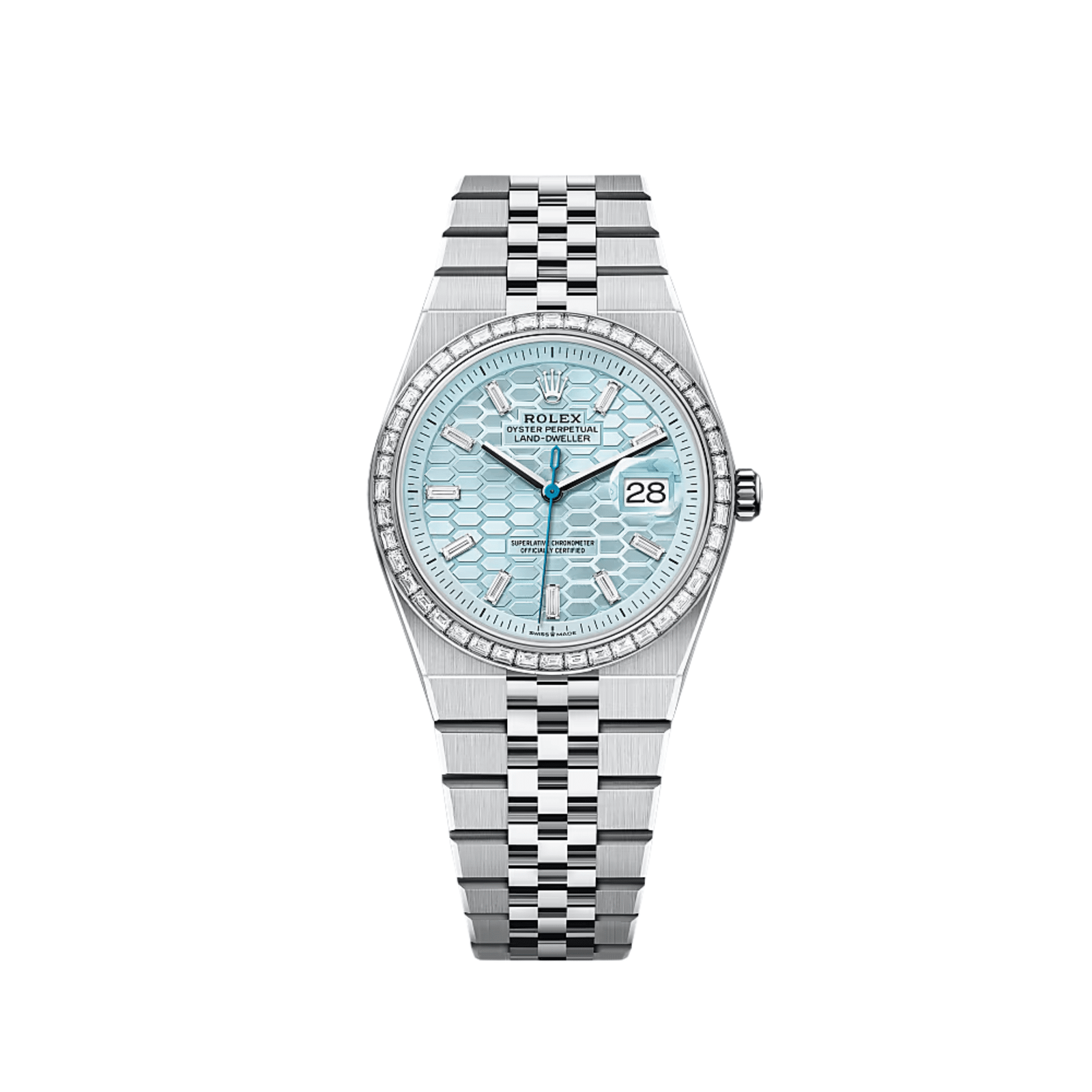 Rolex Land-Dweller 127286TBR Platinum Ice Blue Dial Diamond Bezel (2025)
