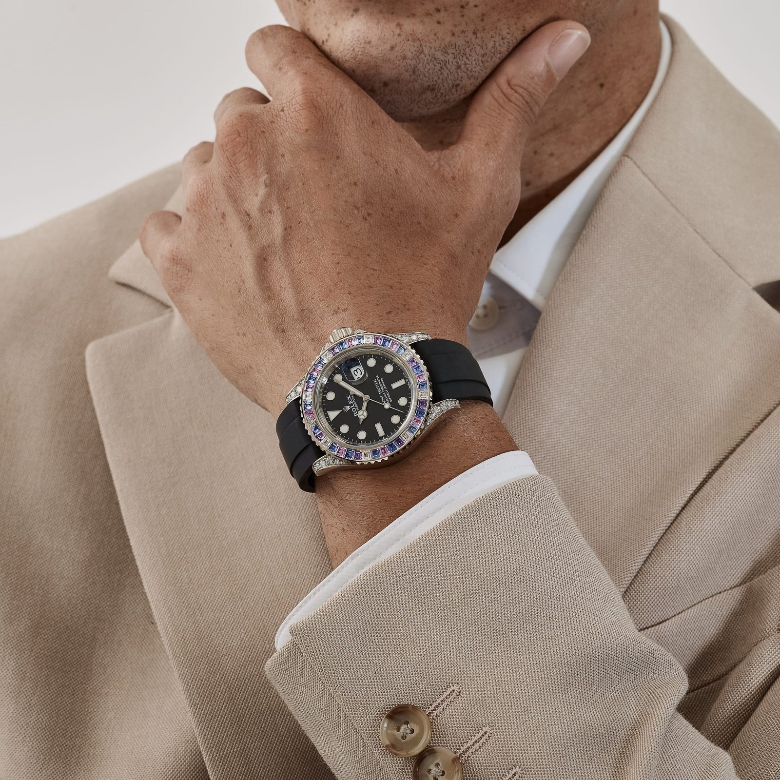 Rolex Yacht-Master 40 126679SABR 'Cotton Candy' White Gold Diamond Sapphires Bezel Black Dial (2023) - Image 3