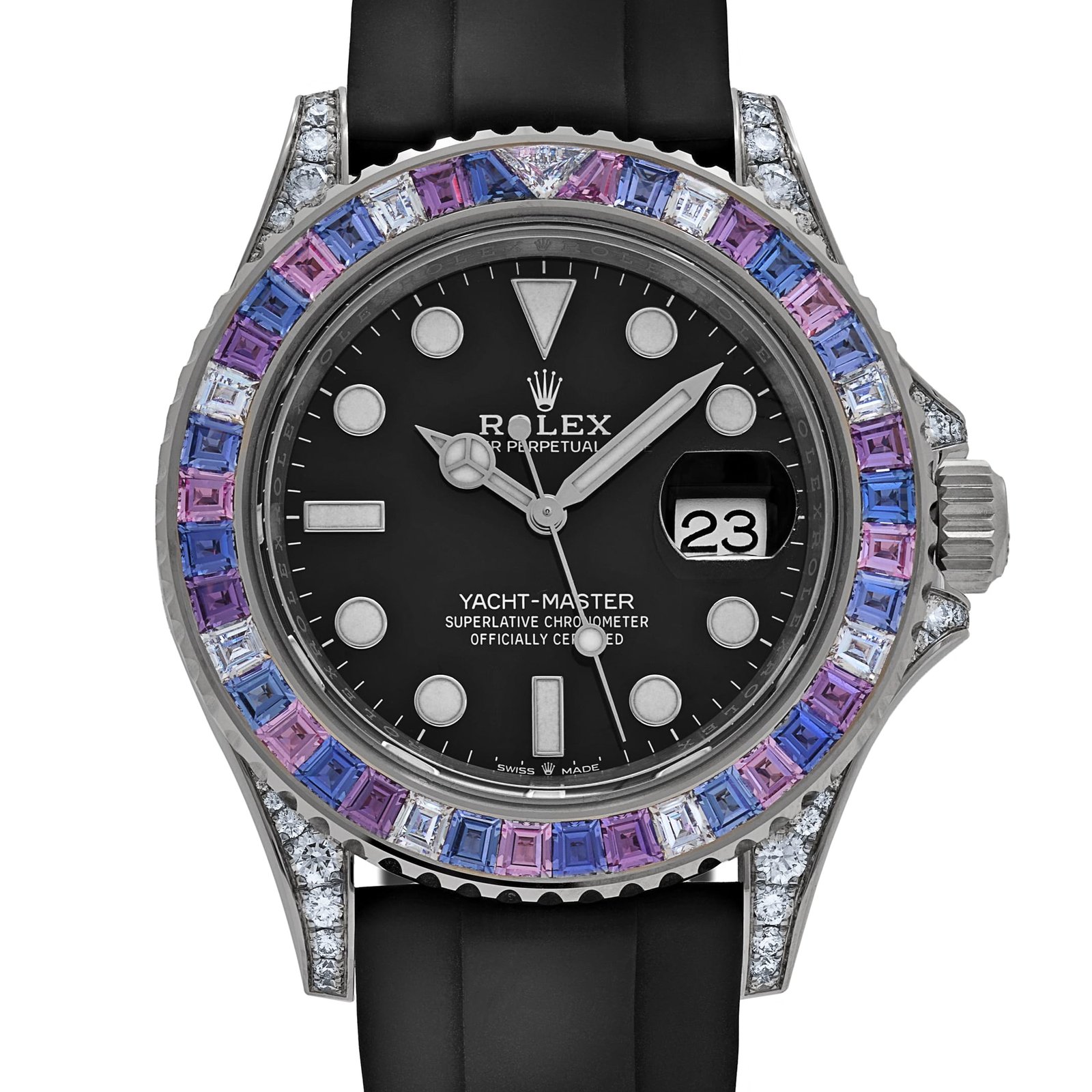 Rolex Yacht-Master 40 126679SABR 'Cotton Candy' White Gold Diamond Sapphires Bezel Black Dial (2023) - Image 4