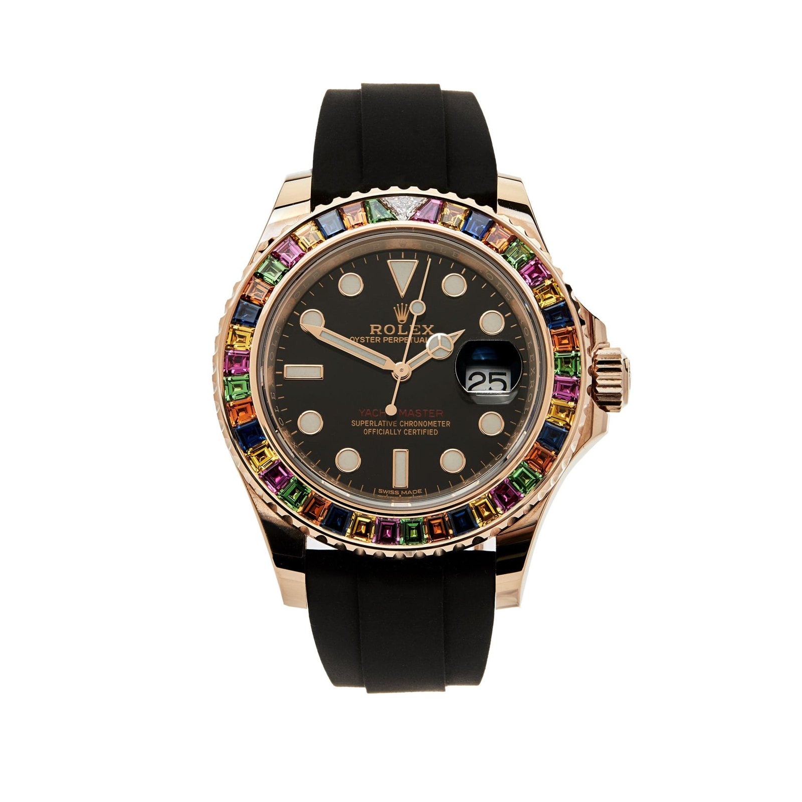 Rolex Yacht-Master 40 116695SATS Rose Gold Black Dial Rainbow Bezel